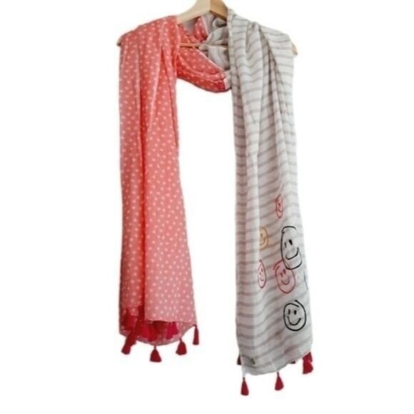 LIEBLINGSSTUCK Cotton Light Large Scarf Wrap Pink Grey & White O/S - Picture 1 of 11